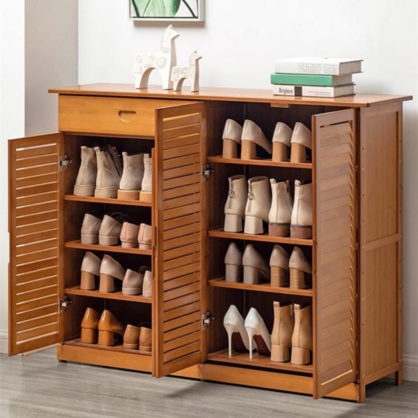 Proper Shoe Cabinet Bamboo Made, Shoes Cabinet 3 Doors