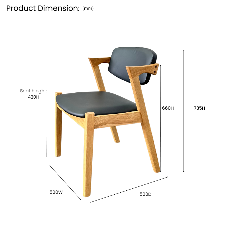 42# Chair Natural Black Dimension