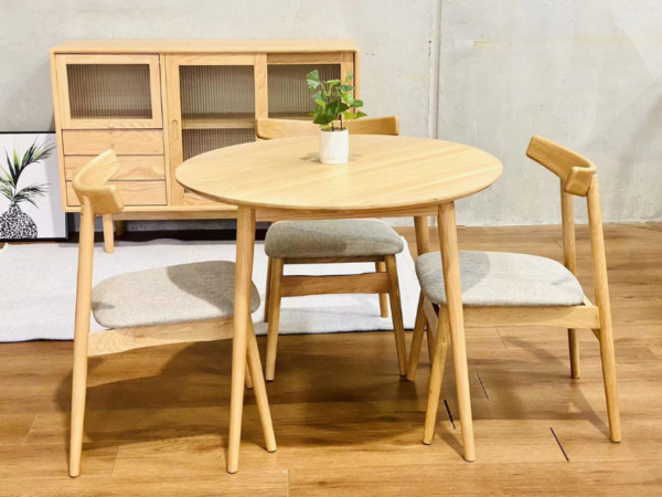 Solid Oak Round Dining Table, Oak Wood Table Chairs