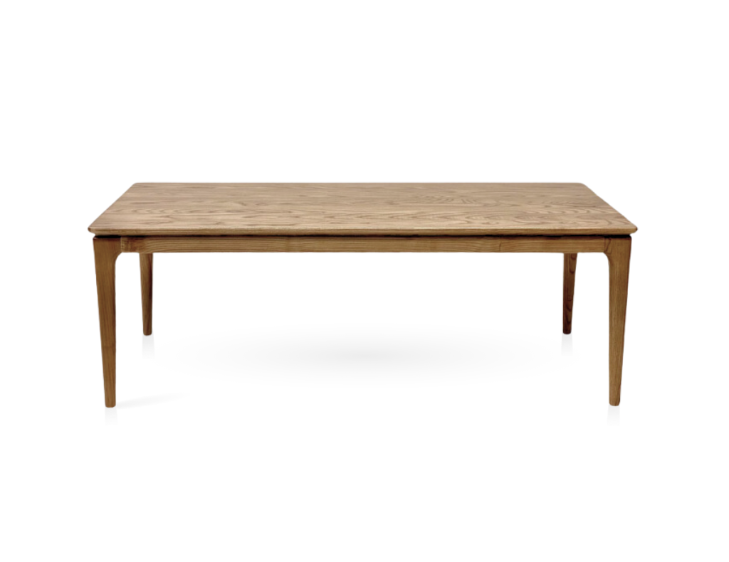 Aikido Coffee Table, solid ash wood in Walnut stain color.
