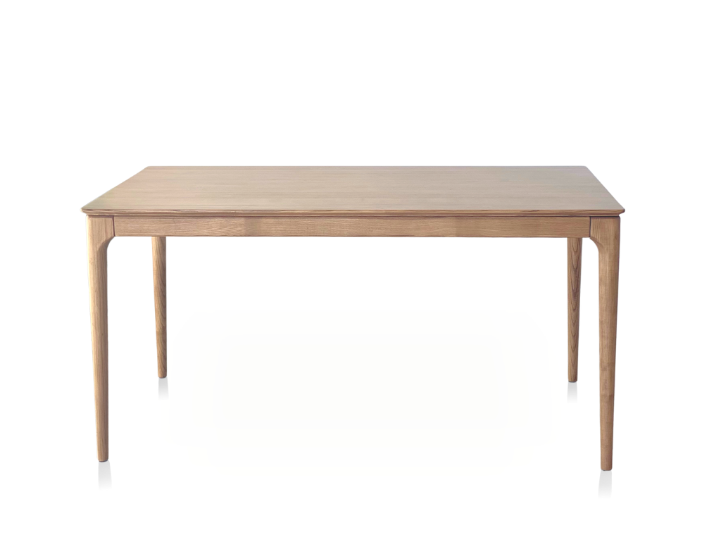 Aikido Scandinavian style dining table, American ash wood solid, 1500W/1800W, ash Walnut stain.