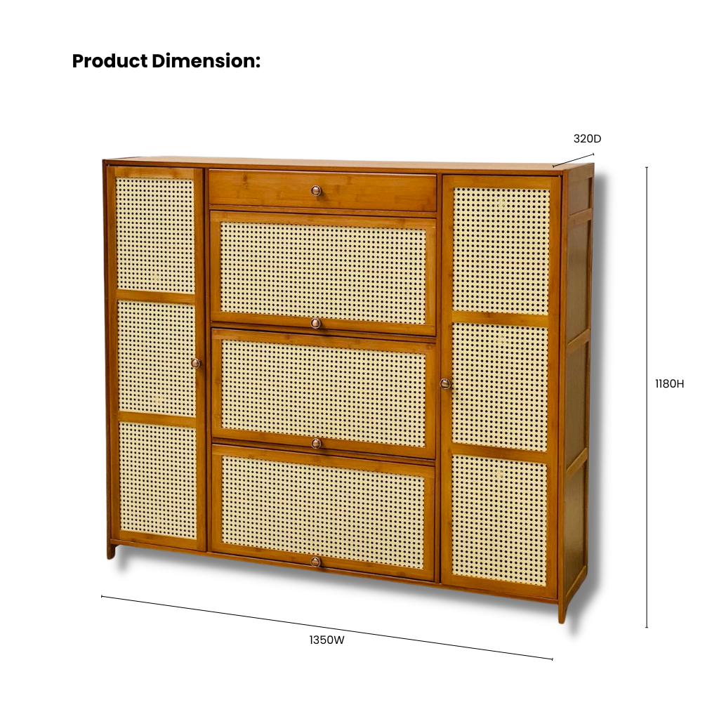 ironvanliving-shoe-cabinet-Ratana1350W-bamboo-teak-color-Measurement2022