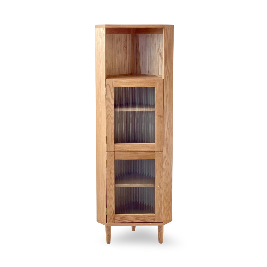 Belva Corner Cabinet, 550W*350D*1550H, oak natural varnishing.