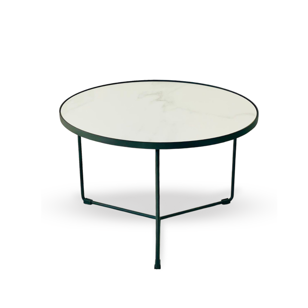 ironvanliving-krik coffee table/round coffee table/sintered stone coffee table/calacata white coffee table