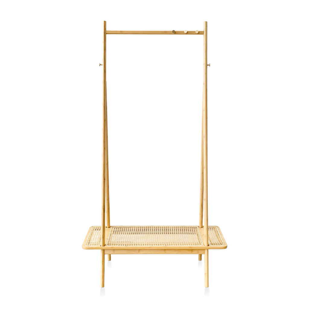 IRONVAN-Izzy-clothes-stand-bamboo-framing-with-natural-rattan-base