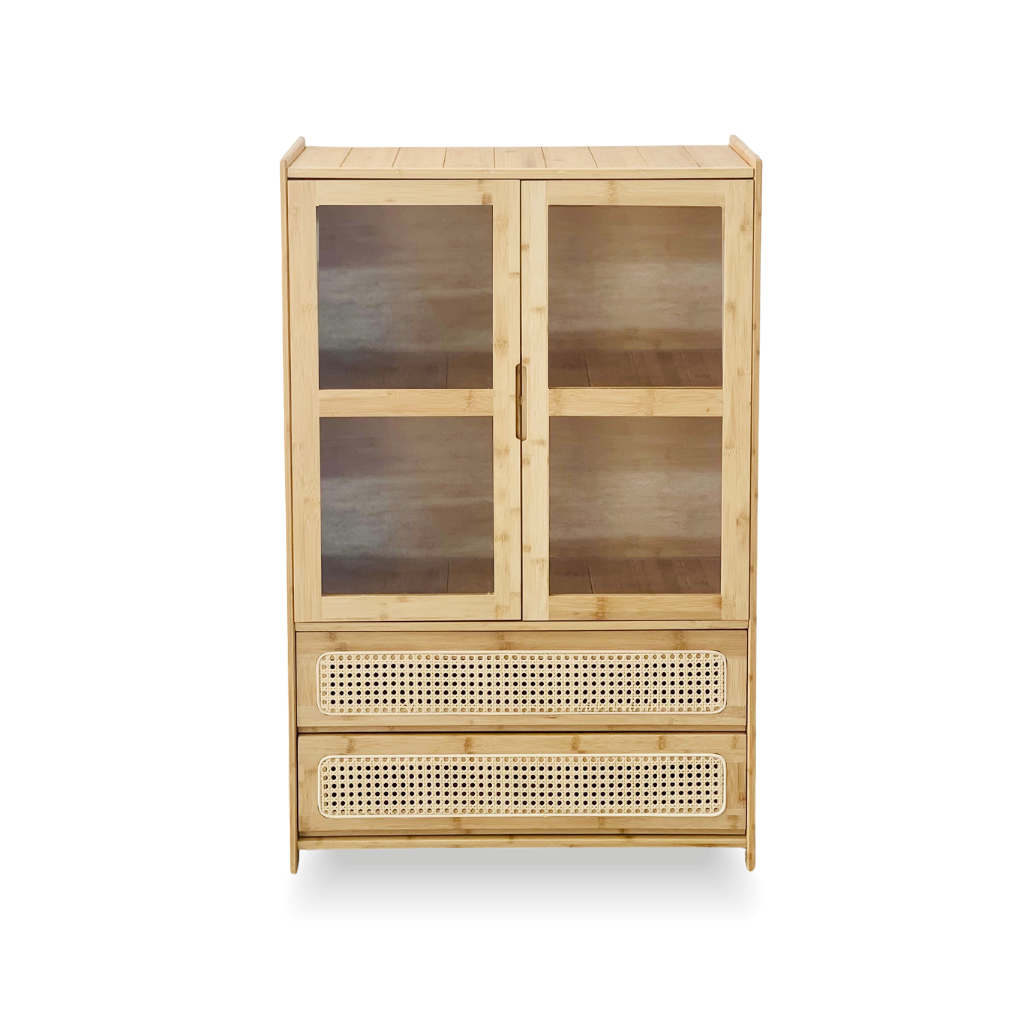 IRONVAN-Garbin-floor-cabinet-versatile-bookcase-bamboo-rattan-with-doors-and-drawers