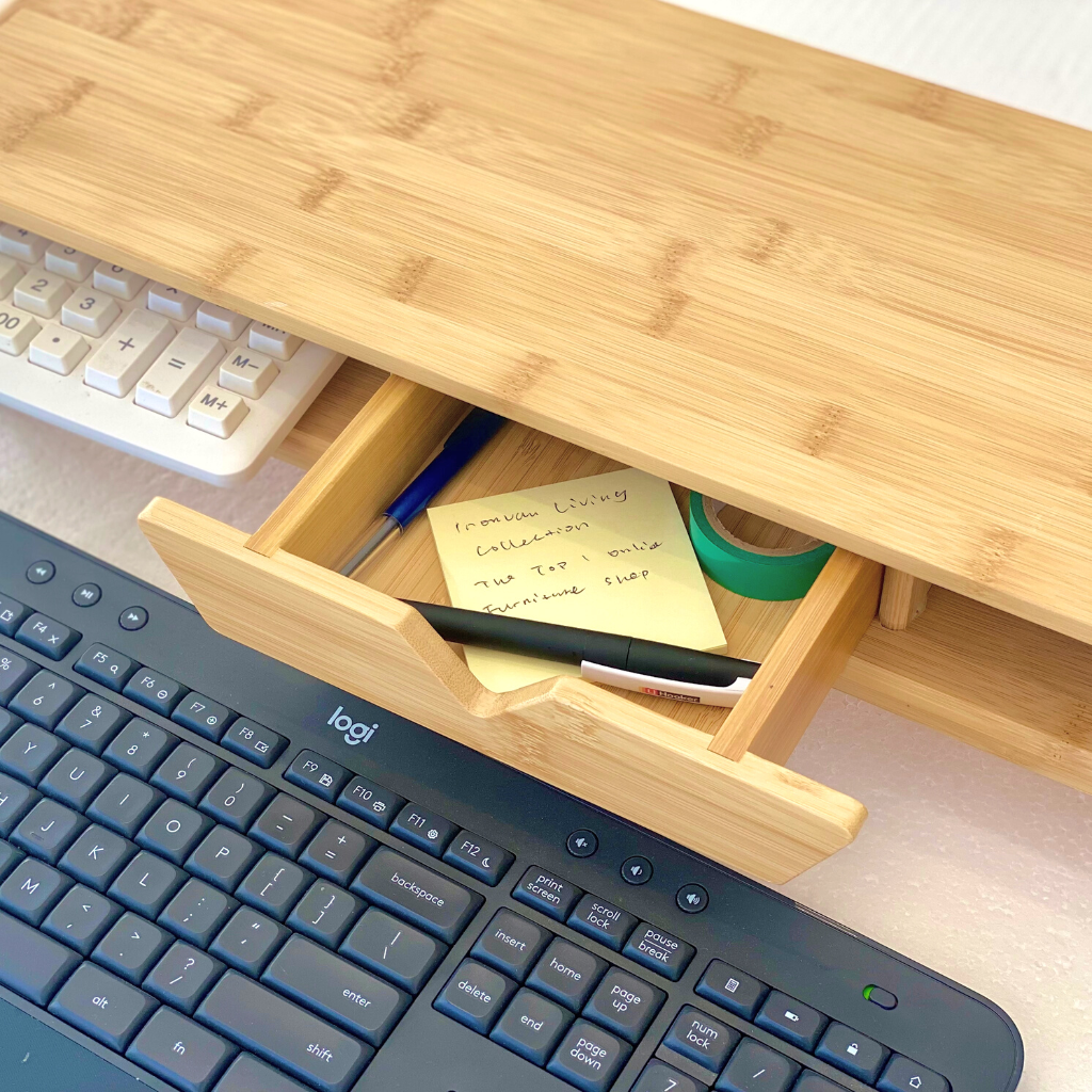 IRONVAN-Hippo-monitor-stand-with-stationery-drawer-bamboo-desktop-furniture