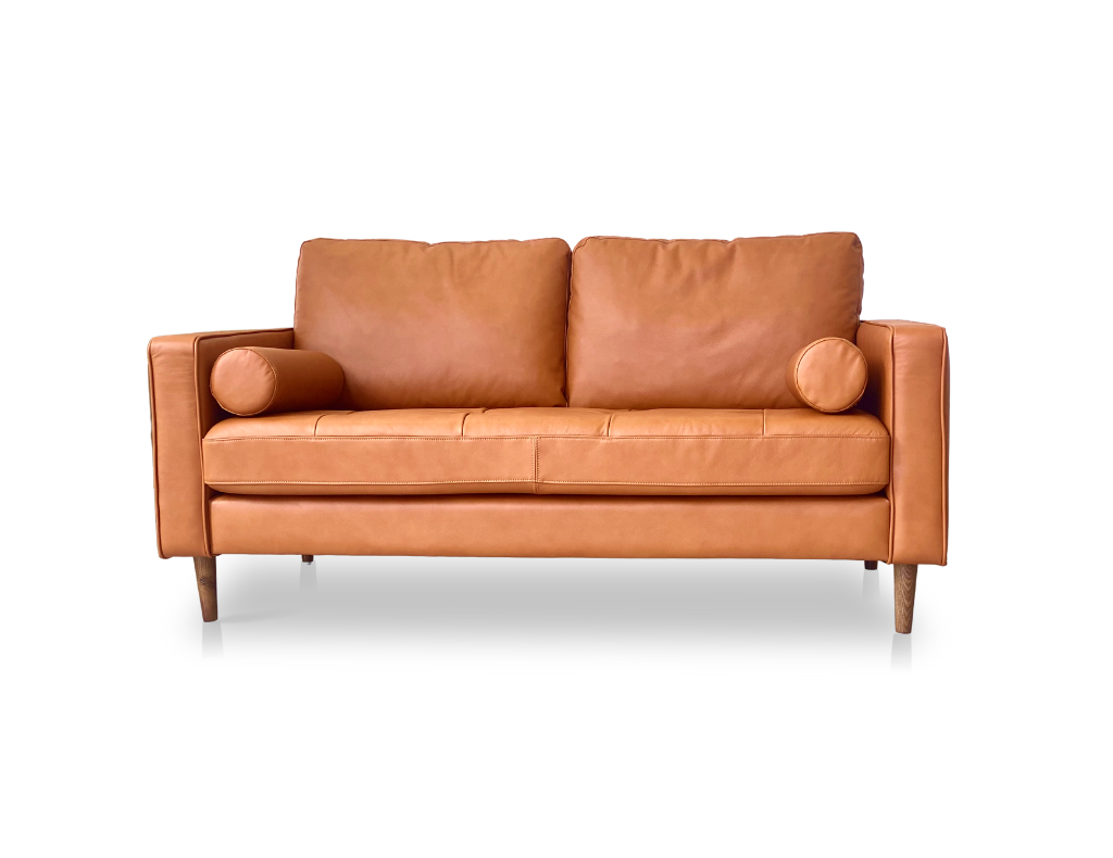 Hudson Svein Style Sofa, 2 Seater- Cognac top grain leather.