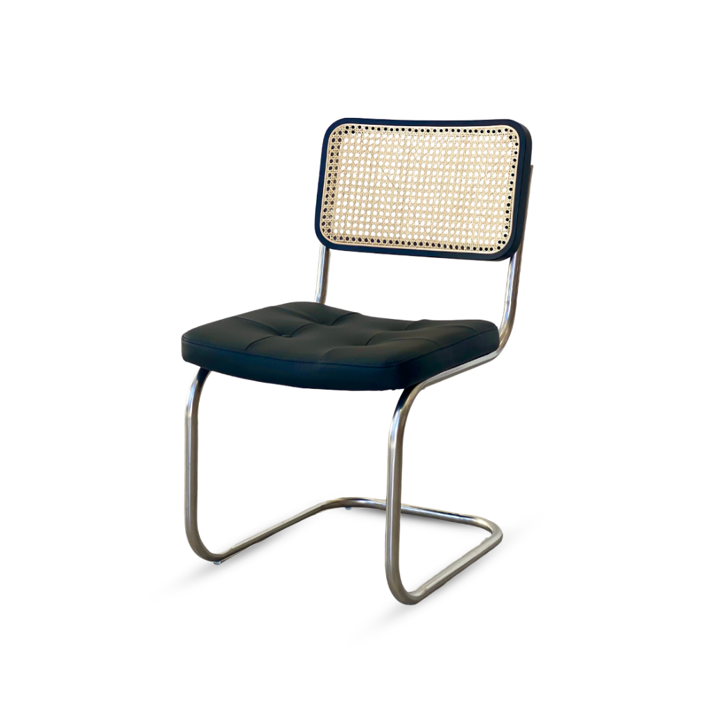 Cescar Rattan Back chair, black configuration.