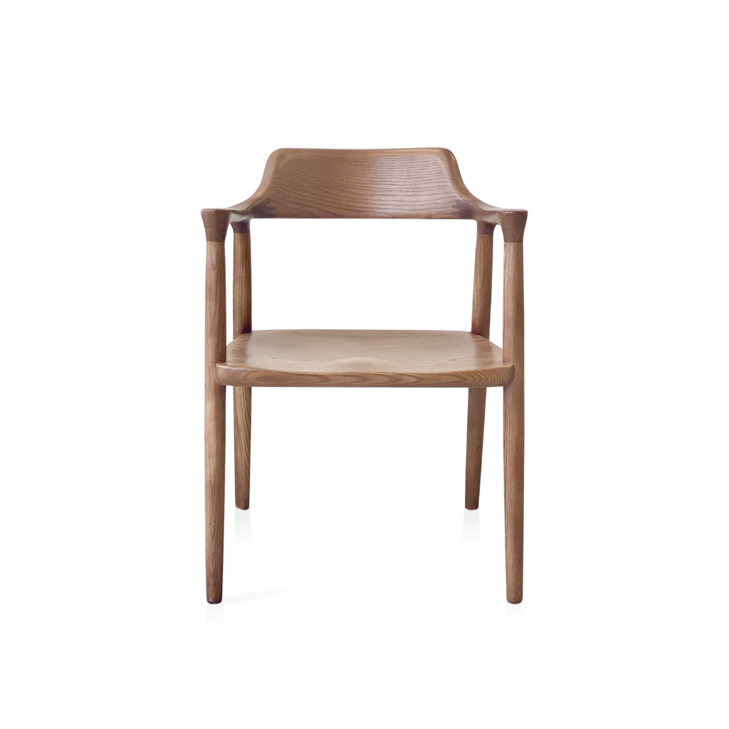 Hiro Wooden Seat Armchair, ash Walnut Stain.